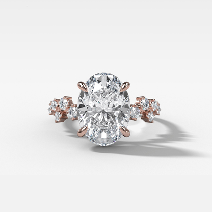 1 CT - 3 CT Oval Cut Lab grown Diamond Cluster Engagement Ring