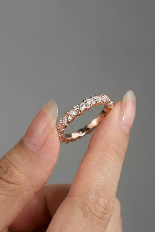 Marquise Moissanite Full Eternity Cluster Wedding Band