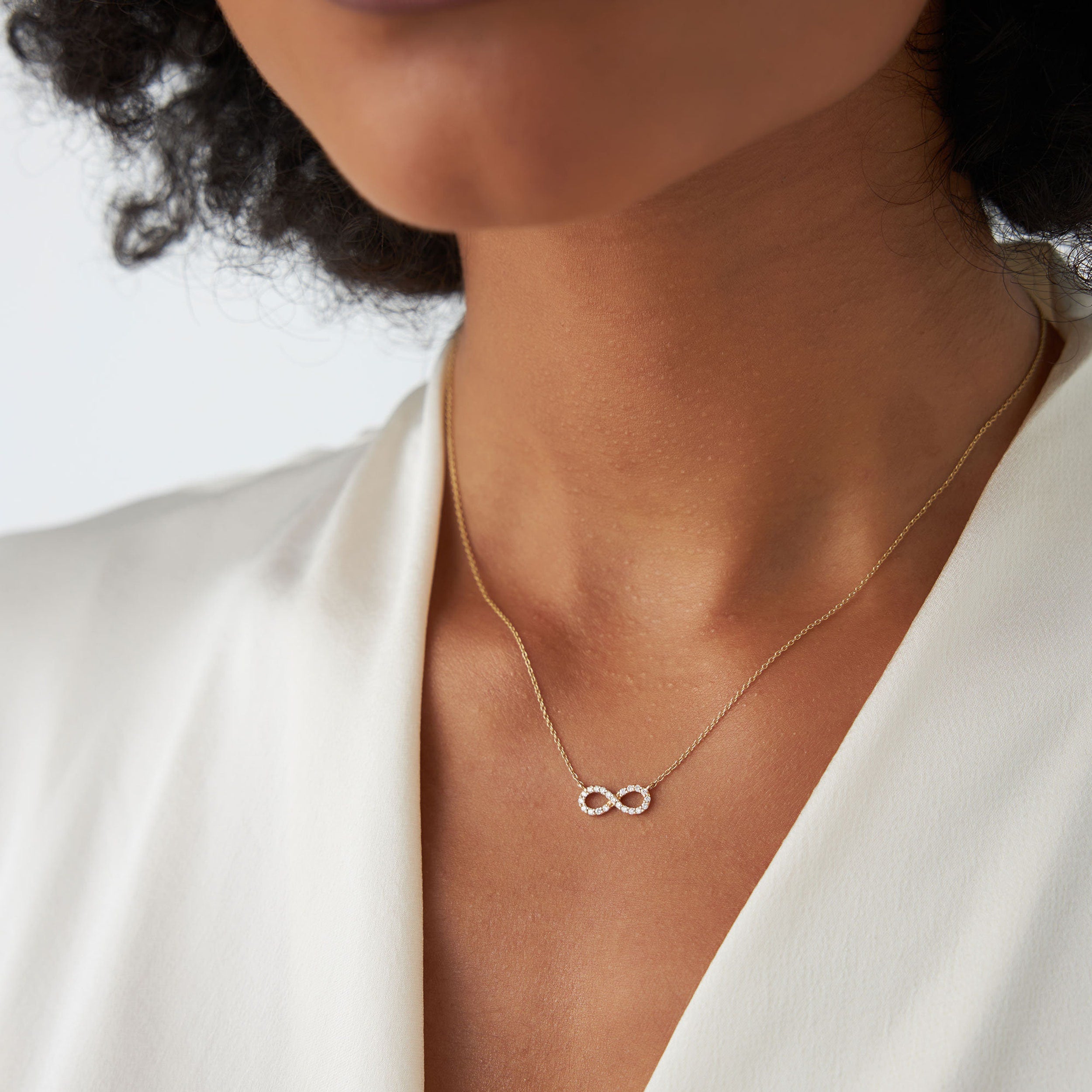 0.15 TCW Round Moissanite Diamond Infinity Necklace