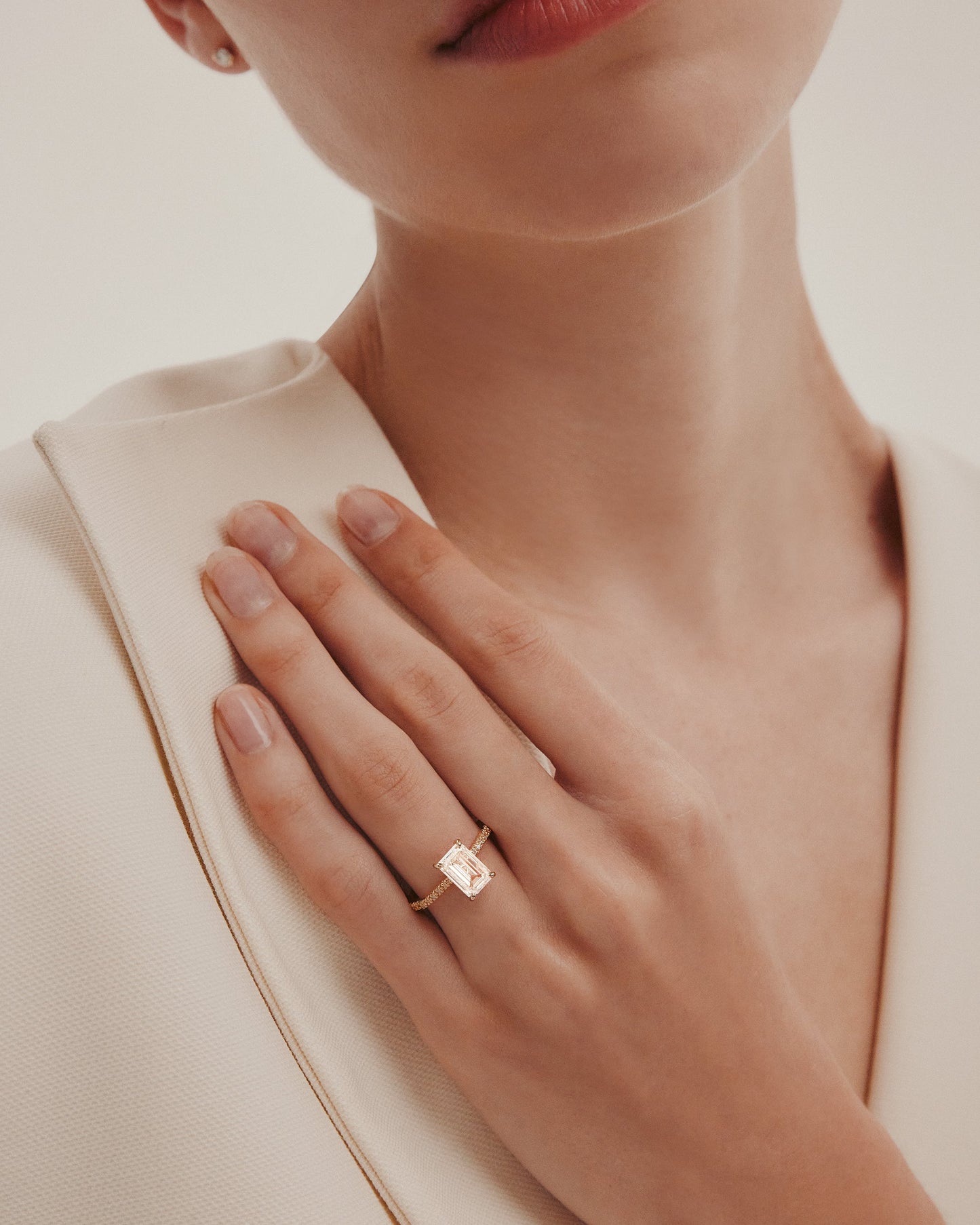 1 CT - 2 CT East-West Emerald Cut Lab grown Diamond Pave Engagement Ring