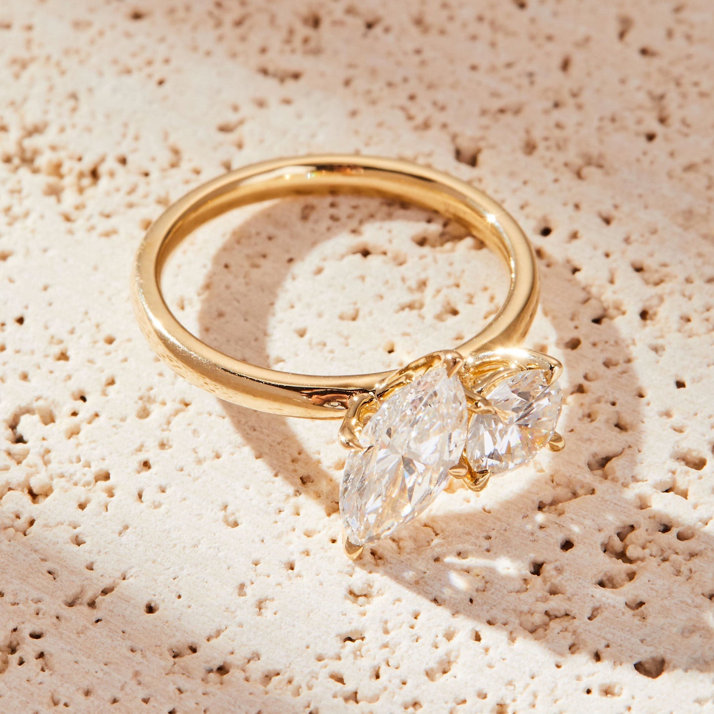 2 TCW Marquise & Round Cut Two Stone Moissanite Engagement Ring