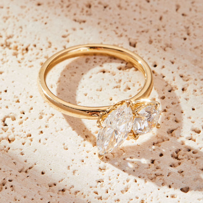 2 TCW Marquise & Round Cut Two Stone Moissanite Engagement Ring