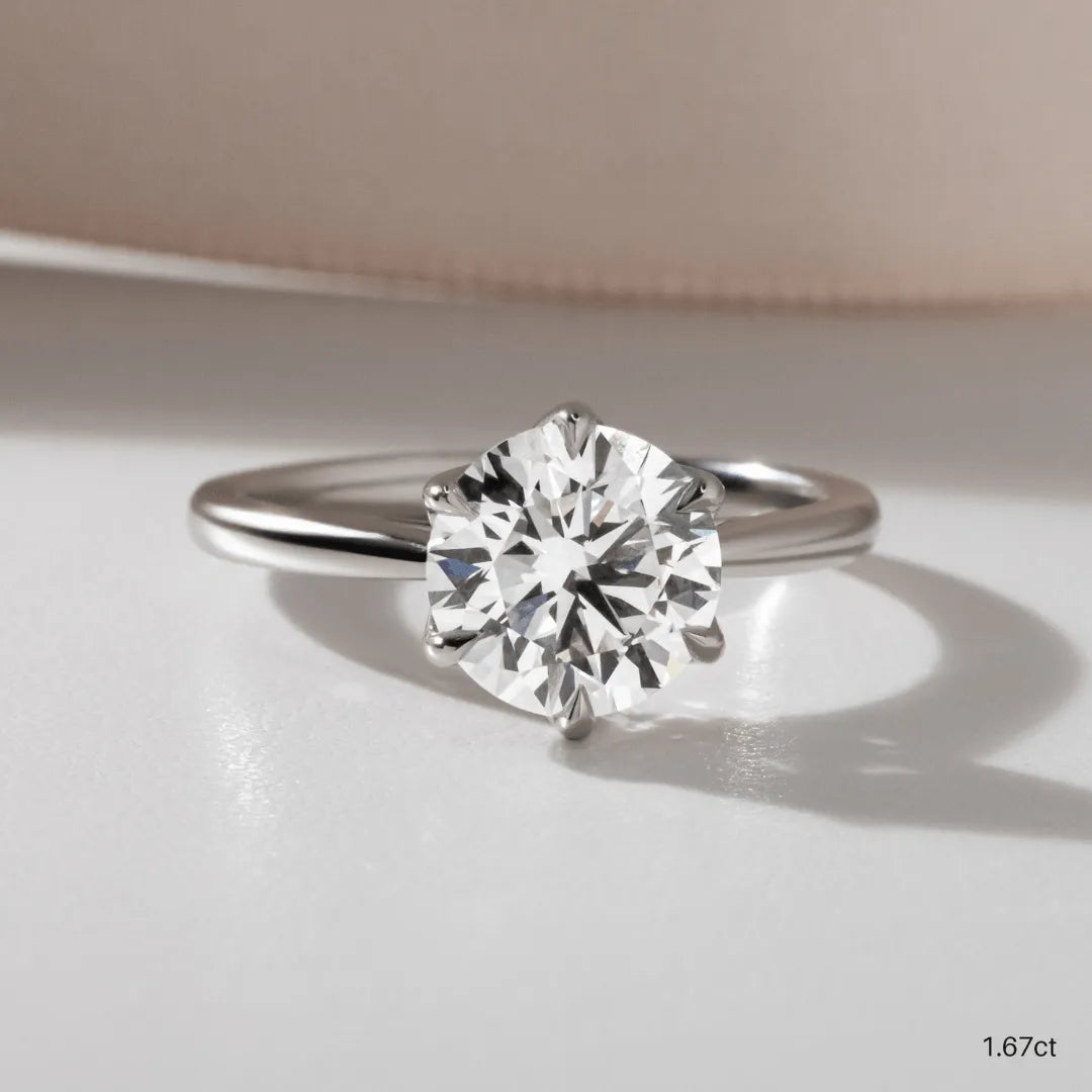 1.67 CT - 2.67 CT Round Cut Solitaire Petal Prong Moissanite Engagement Ring