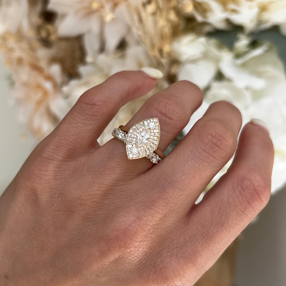 0.4 CT Marquise Cut Moissanite Marquise Shape Mosaic Engagement Ring