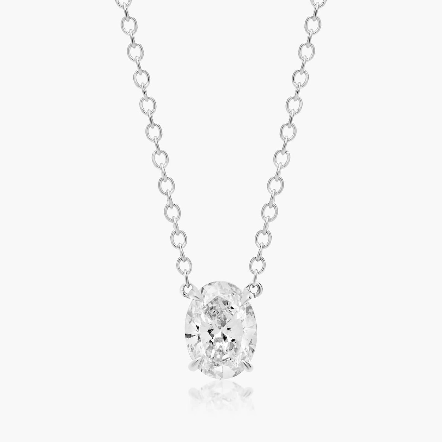 0.25 - 3.00 CT Oval Cut Moissanite Diamond Solitaire Necklace