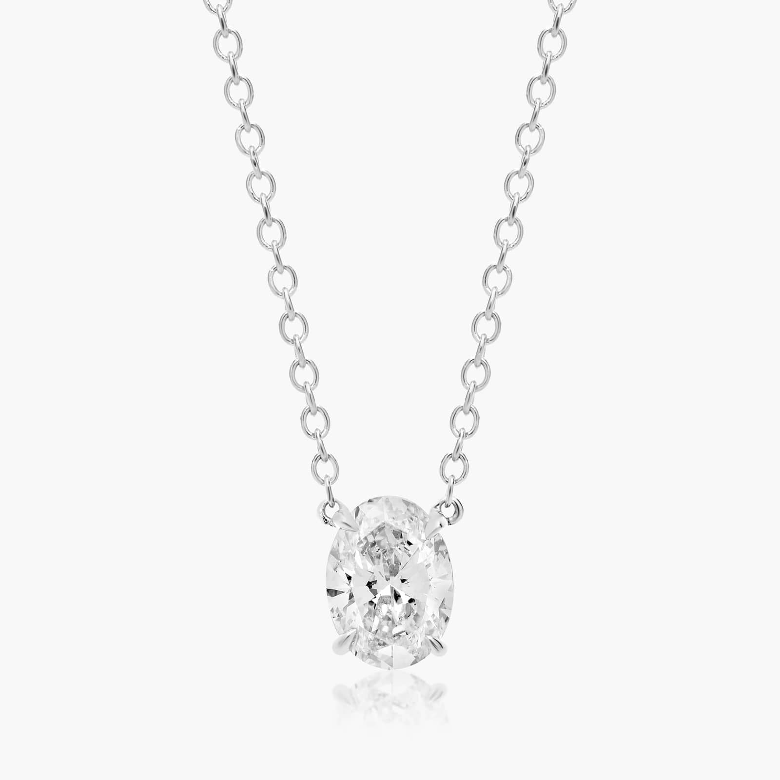 0.25 - 3.00 CT Oval Cut Moissanite Diamond Solitaire Necklace