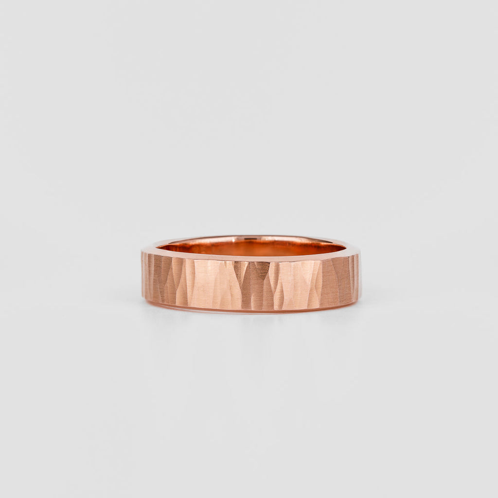 Straight Hammered Wedding Band For Men