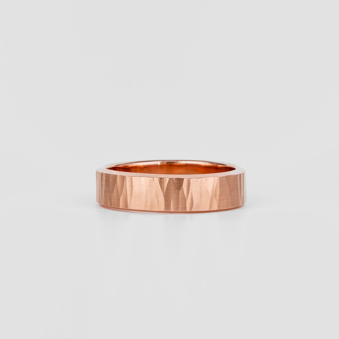 Straight Hammered Wedding Band For Men