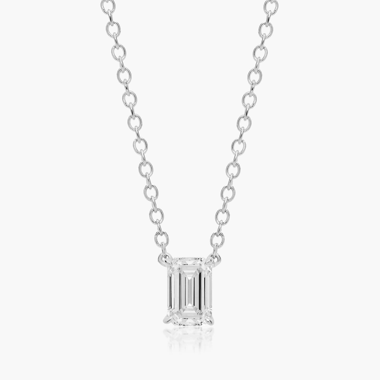 0.25 - 3.00 CT Emerald Cut Moissanite Diamond Solitaire Necklace