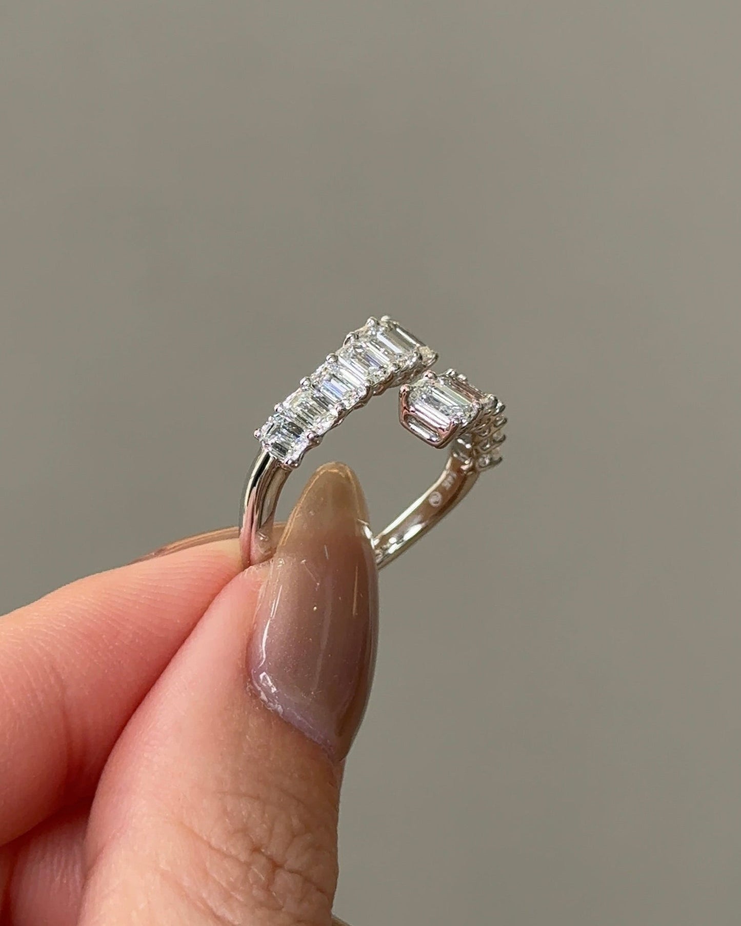 2.18 TCW Emerald CVD Diamond Open Wedding Band