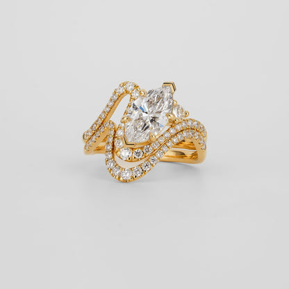 0.12 TCW Round CVD Diamond Curved Pave Wedding Band