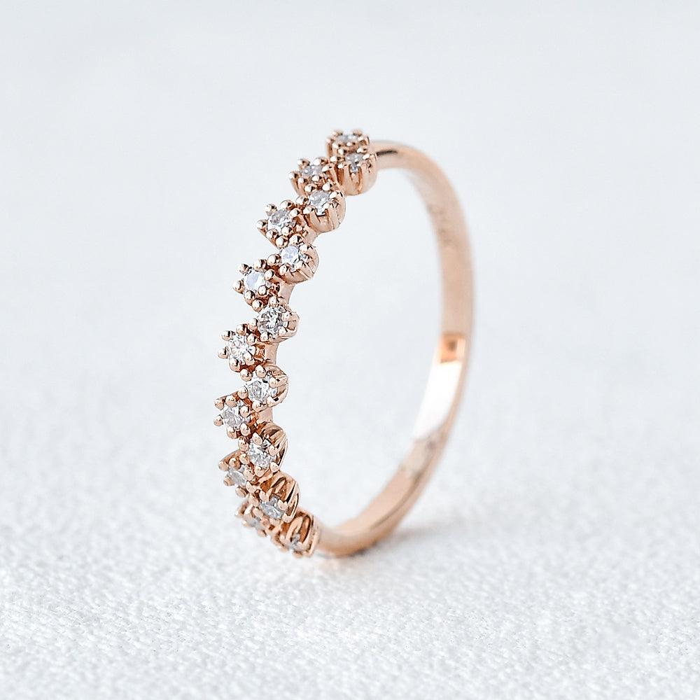 0.15 TCW Round Moissanite Dainty Cluster Wedding Band