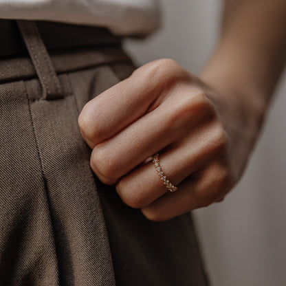 0.38 TCW Round CVD Diamond Shared Prong Half Eternity Wedding Band