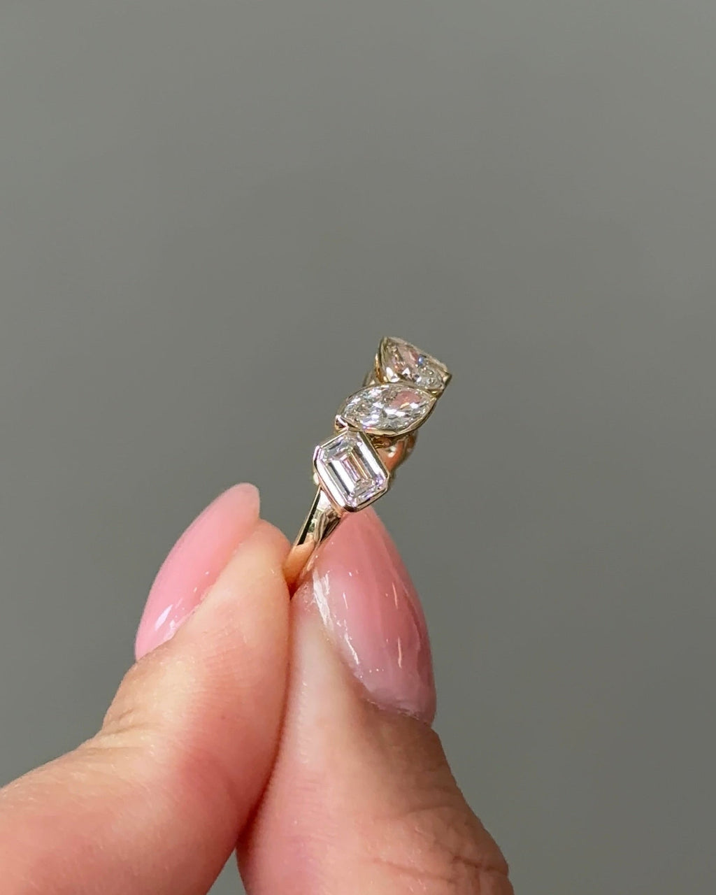 2.21 TCW Mix Fancy CVD Diamond Half Eternity Bezel Wedding Band