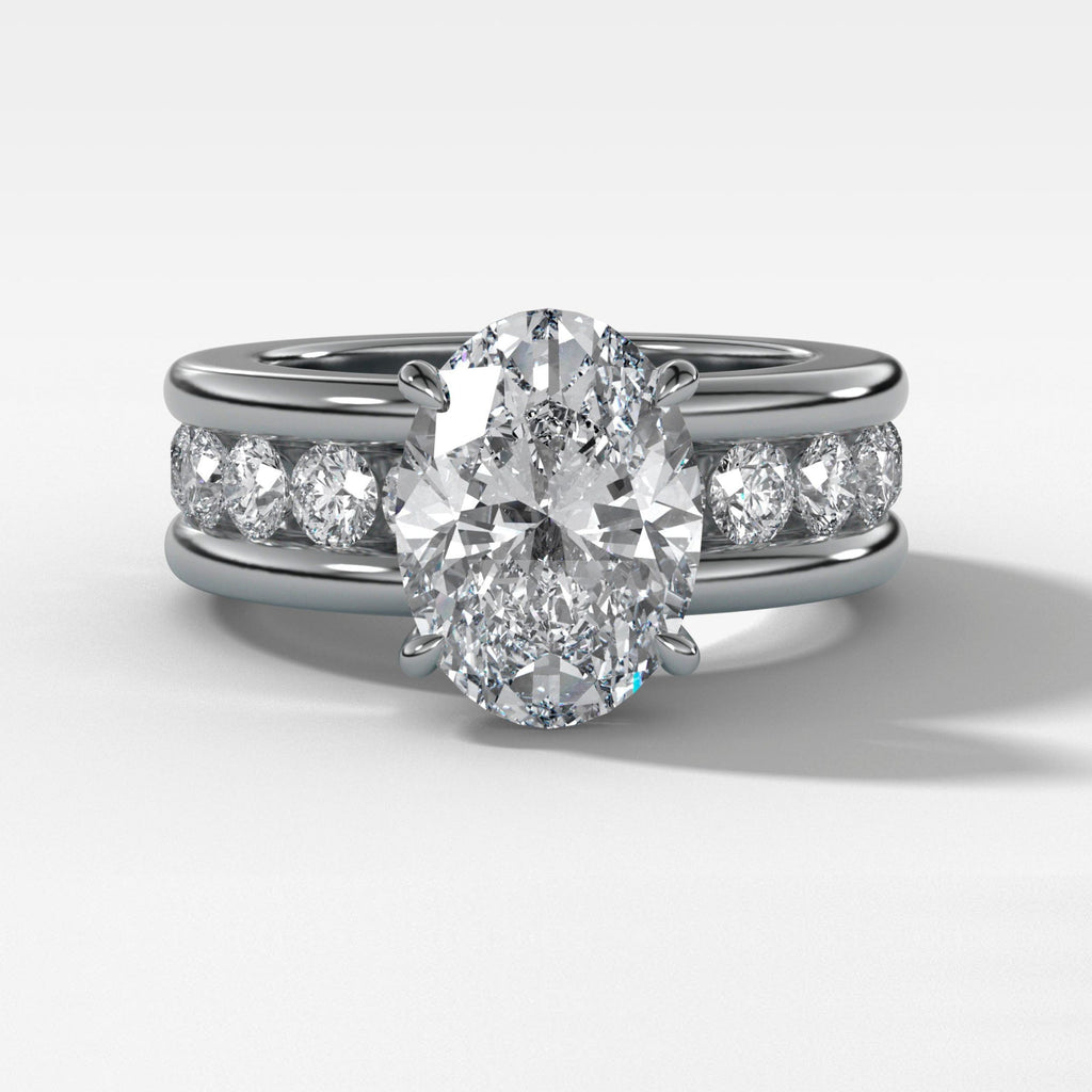 3 CT - 4 CT Oval Cut Lab grown Diamond Channel Setting Engagement Ring