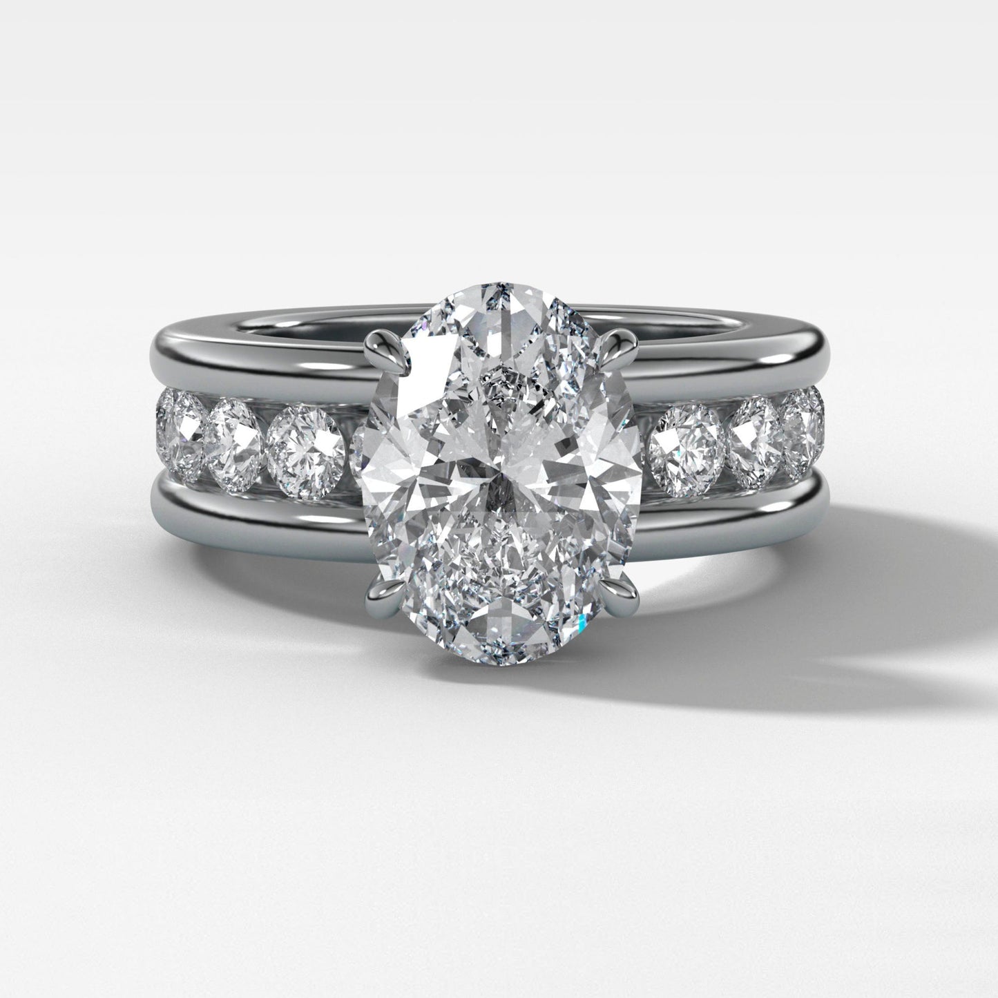 3 CT - 4 CT Oval Cut Lab grown Diamond Channel Setting Engagement Ring