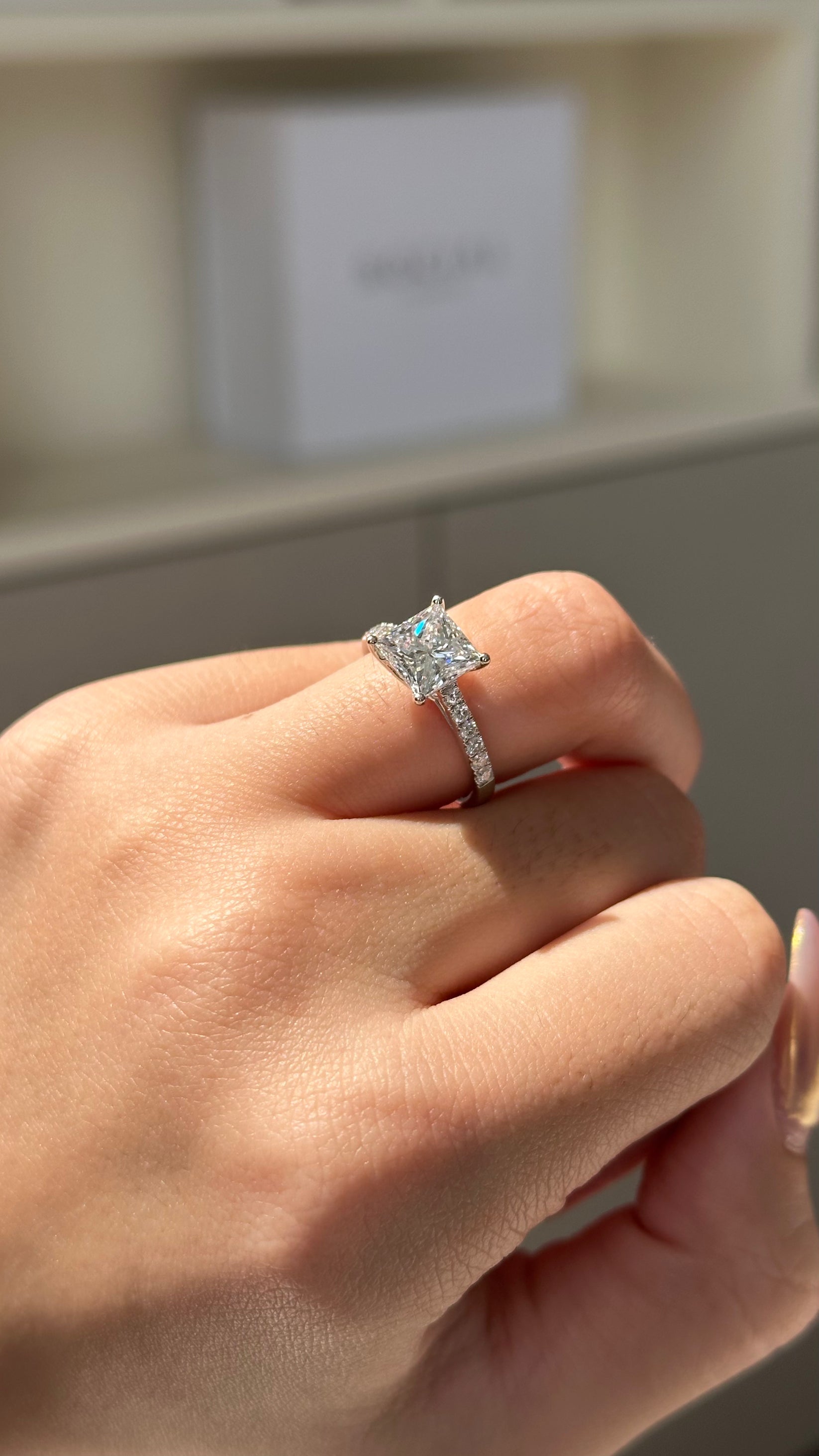 2 CT Princess Cut Lab grown Diamond Micro Pave Engagement Ring