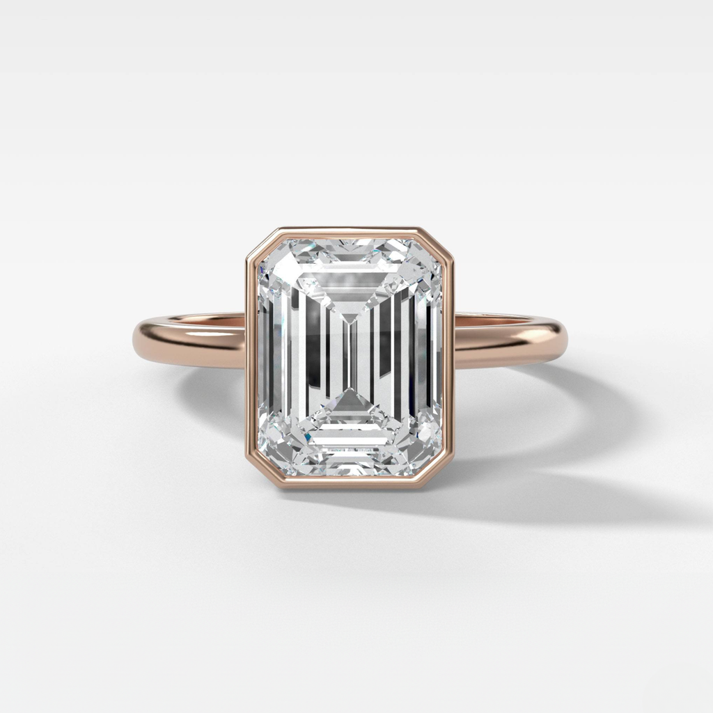 2 CT - 4 CT Emerald Cut Lab grown Diamond Solitaire Bezel Setting Engagement Ring