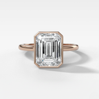 2 CT - 4 CT Emerald Cut Lab grown Diamond Solitaire Bezel Setting Engagement Ring