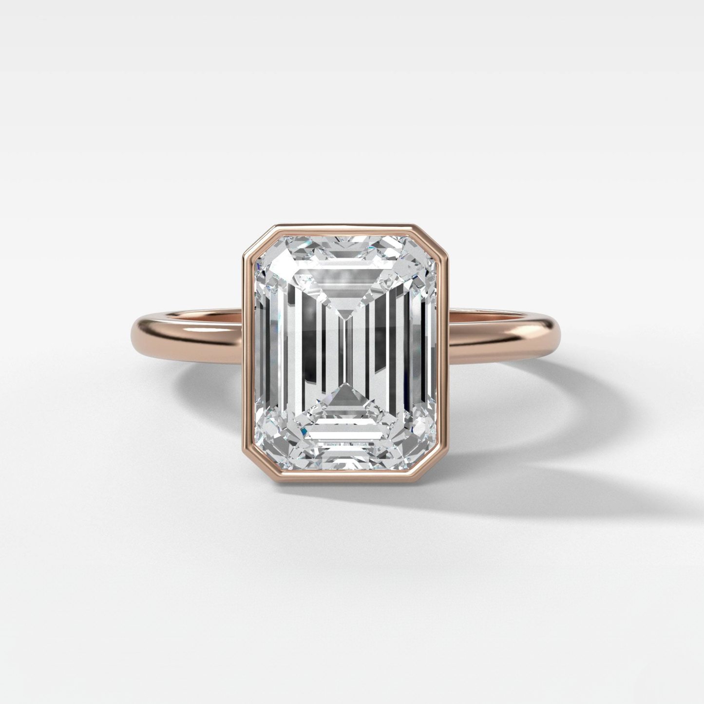 2 CT - 4 CT Emerald Cut Lab grown Diamond Solitaire Bezel Setting Engagement Ring