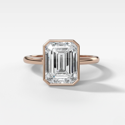 2 CT - 4 CT Emerald Cut Lab grown Diamond Solitaire Bezel Setting Engagement Ring