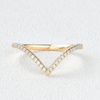 0.15 TCW Round Moissanite Chevron Pave Stacking Wedding Band