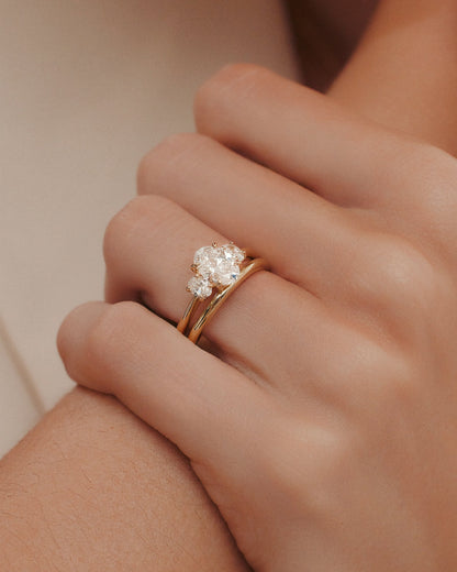 1 CT - 2 CT Oval Cut Lab grown Diamond Three Stone Engagement Ring