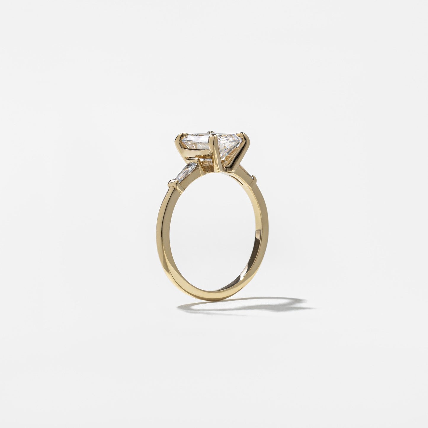 1.56 CT - 3.56 CT Emerald Cut Lab grown Diamond Three Stone Engagement Ring