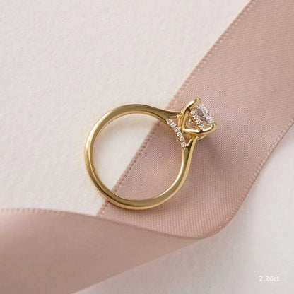 2.2 CT - 4 CT Radiant Cut Hidden Halo Moissanite Engagement Ring