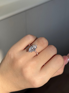 3 CT Marquise Cut Lab grown Diamond Glitter Pave with Hidden Halo Engagement Ring