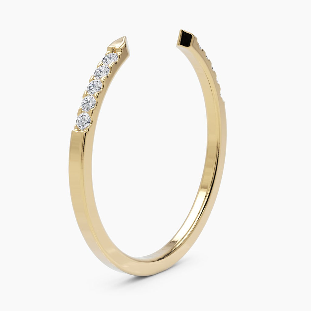 0.08 TCW Round Moissanite Open Cuff Wedding Band