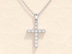 0.22 TCW Round Moissanite Diamond Cross Pendant Necklace