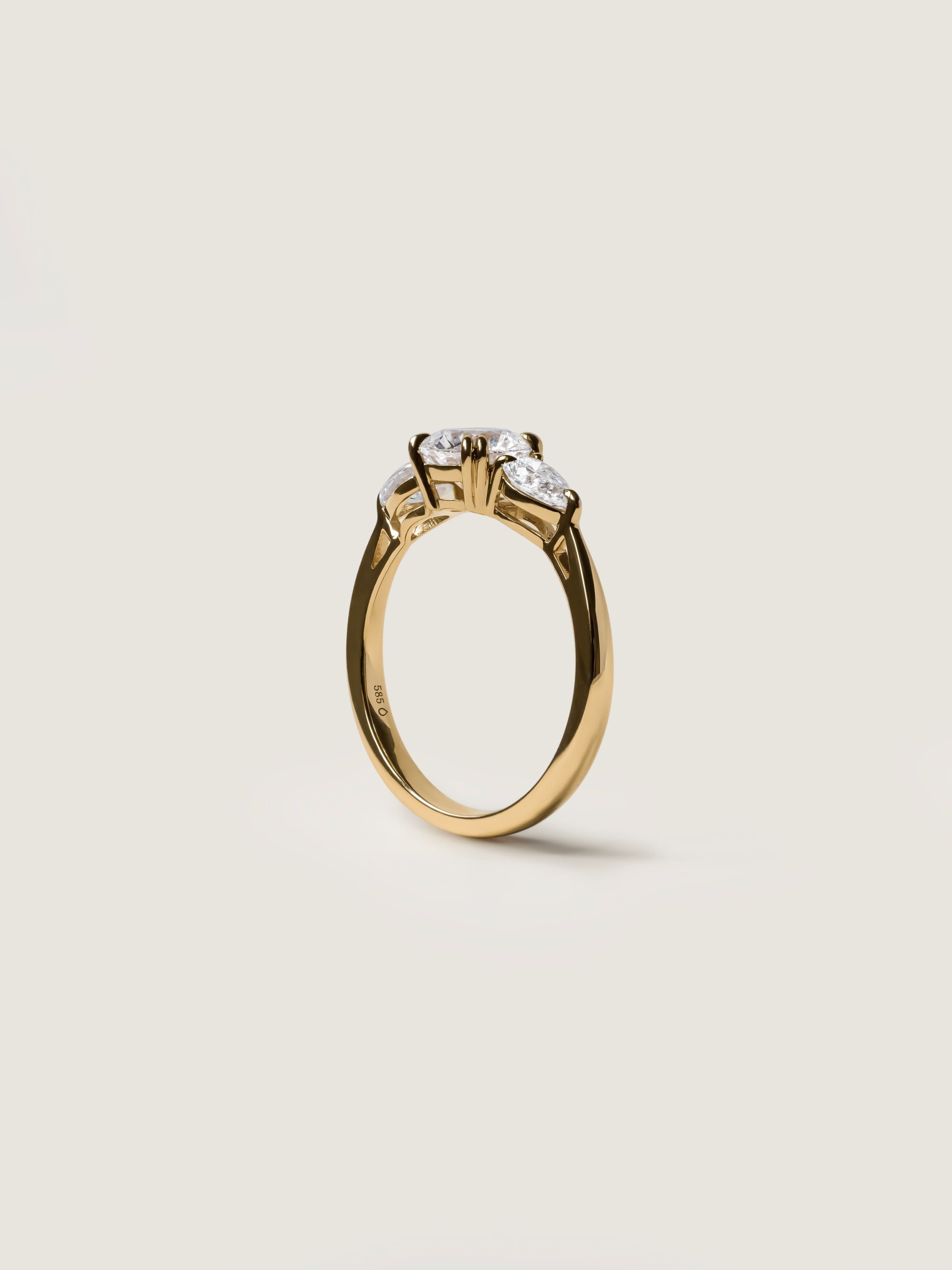 1 CT - 3 CT Round Cut Lab grown Diamond Three Stone Engagement Ring