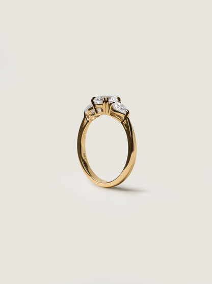 1 CT - 3 CT Round Cut Lab grown Diamond Three Stone Engagement Ring