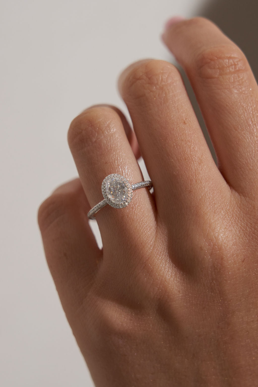 1.5 CT - 2.5 CT Oval Cut Halo & Pave Moissanite Engagement Ring