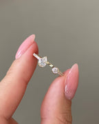 0.54 TCW Pear & Round CVD Diamond Bezel with Open Cuff Wedding Band