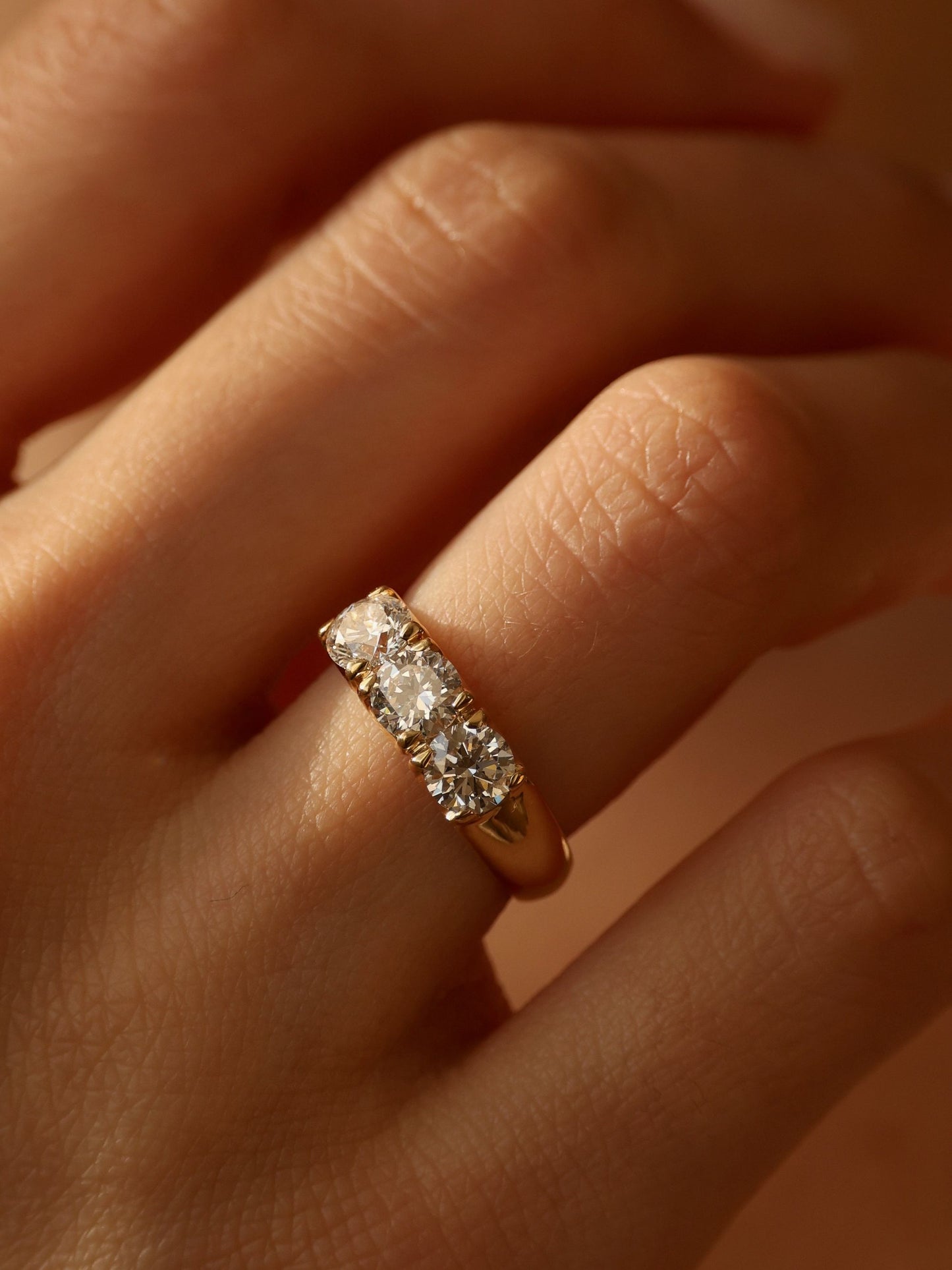 1.5 TCW  Round Cut Lab grown Diamond Three Stone Engagement Ring