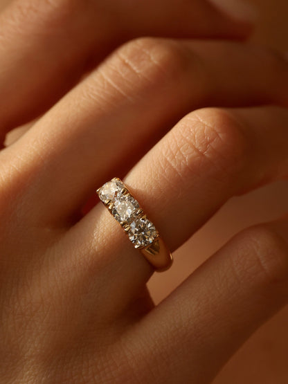 1.5 TCW  Round Cut Lab grown Diamond Three Stone Engagement Ring