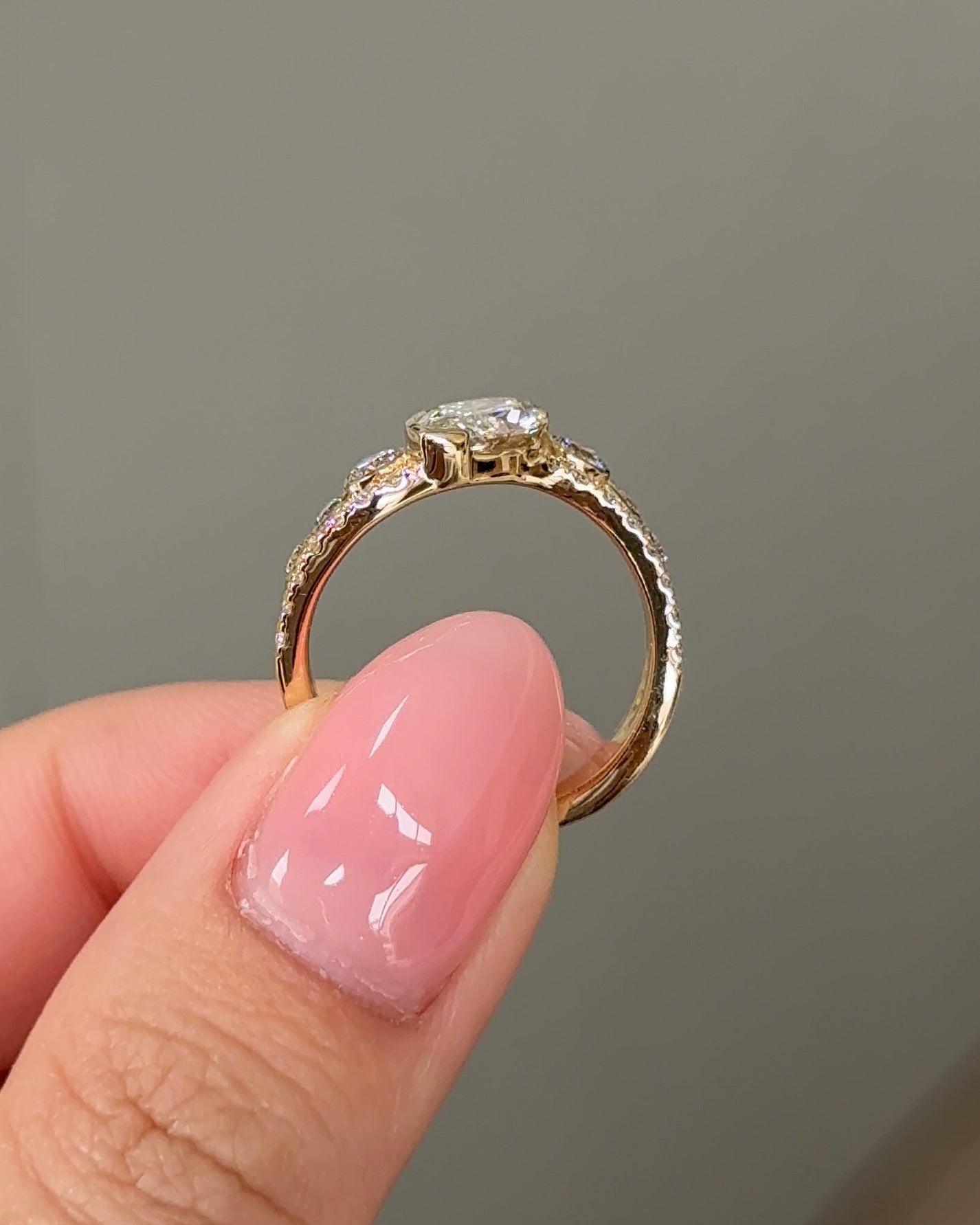 1.09 CT Marquise Cut Lab grown Diamond Bezel Arc Curvy With Pave Engagement Ring