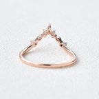 0.25 TCW Marquise & Round Moissanite V-Shape Pave Wedding Band