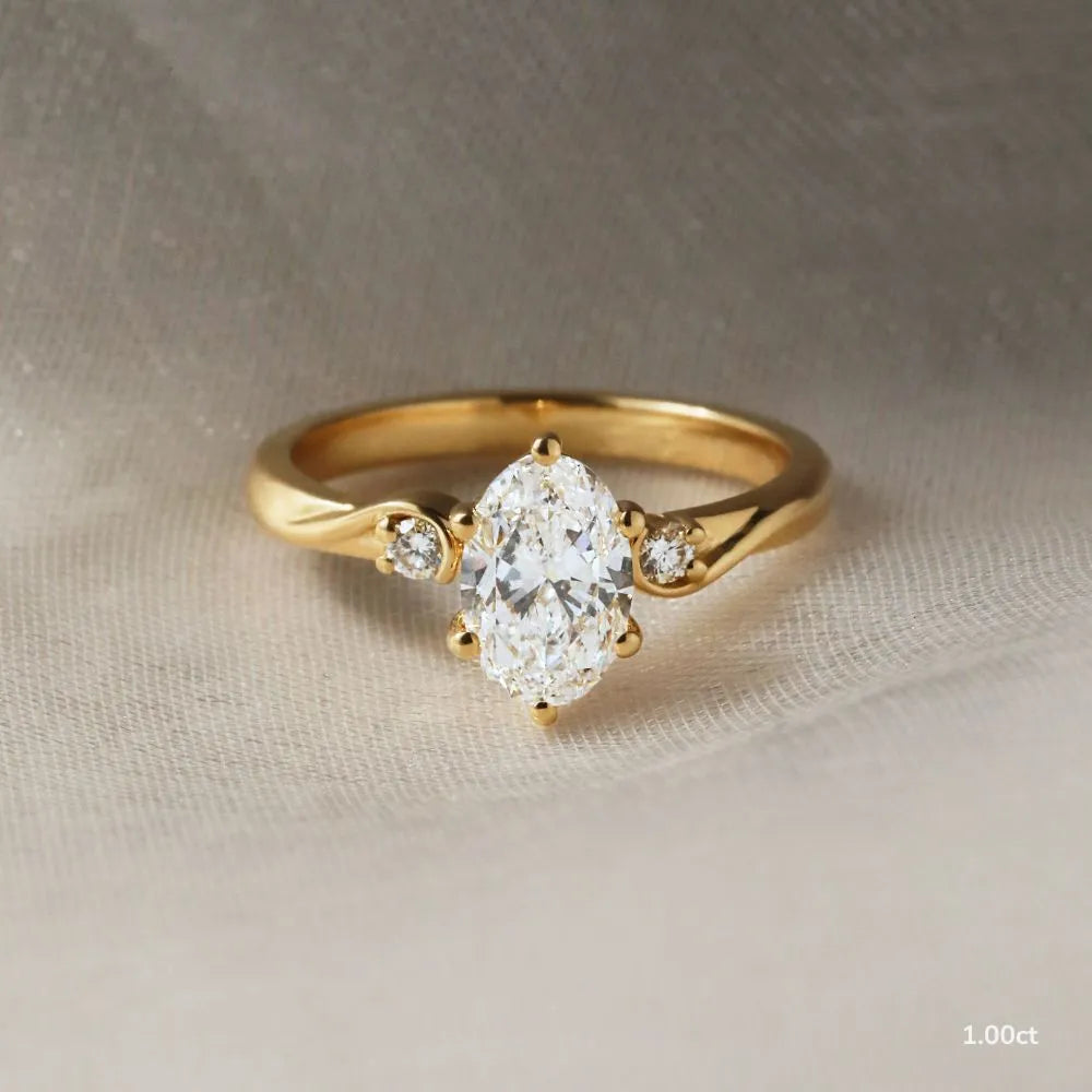 1 CT - 2 CT Oval Cut Three Stone Twisted Moissanite Engagement Ring