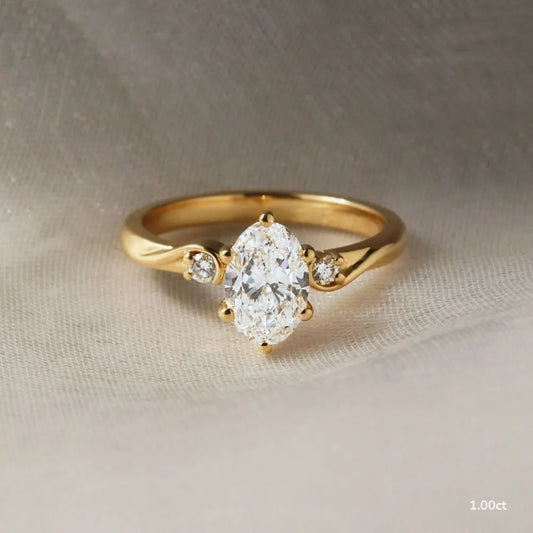 1 CT - 2 CT Oval Cut Three Stone Twisted Moissanite Engagement Ring