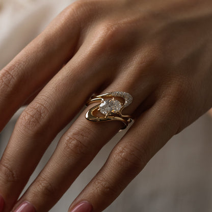 0.14 TCW Round CVD Diamond Contours Pave Wedding Band