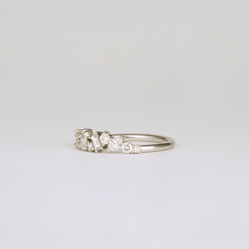 0.57 TCW Multi Shape CVD Diamond Cluster Pave Wedding Band