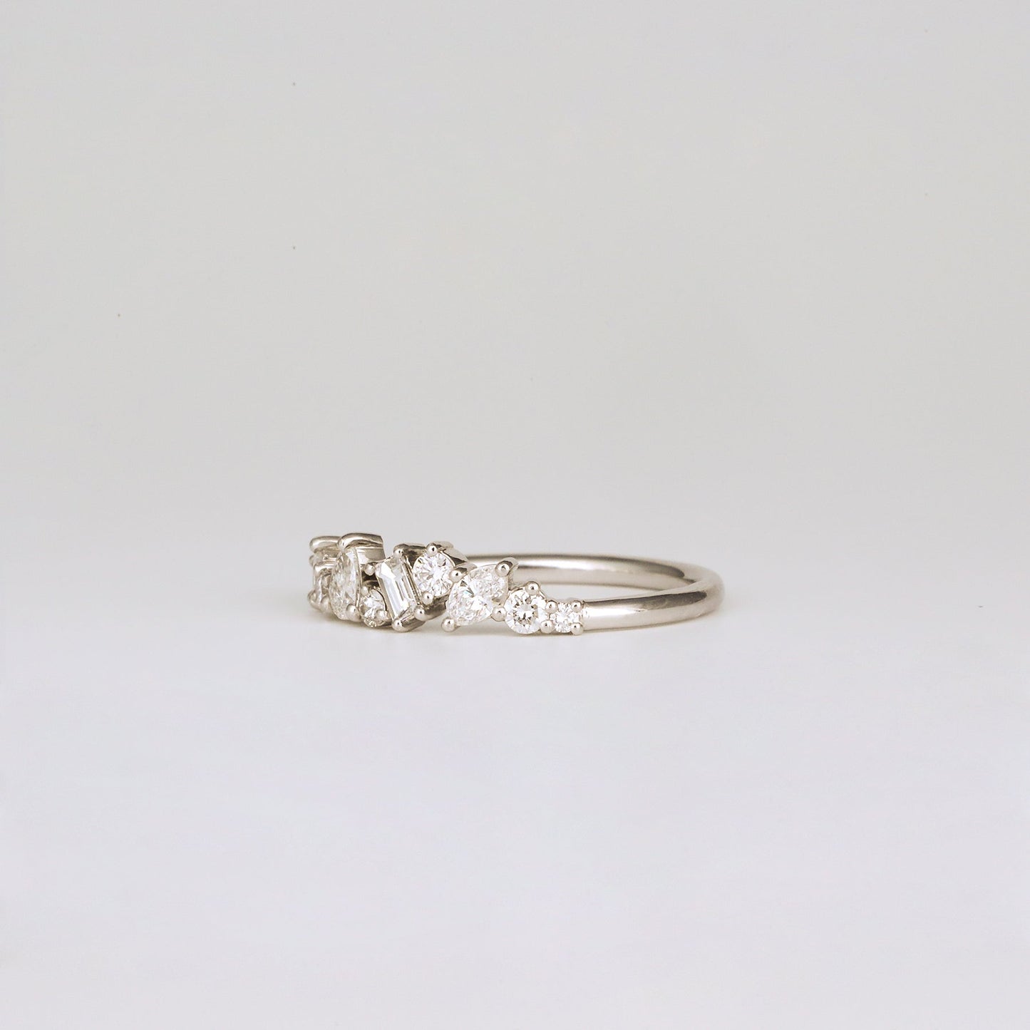 0.57 TCW Multi Shape CVD Diamond Cluster Pave Wedding Band