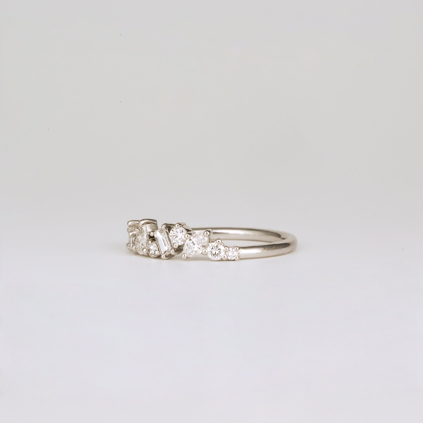 0.57 TCW Multi Shape CVD Diamond Cluster Pave Wedding Band