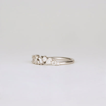 0.57 TCW Multi Shape CVD Diamond Cluster Pave Wedding Band