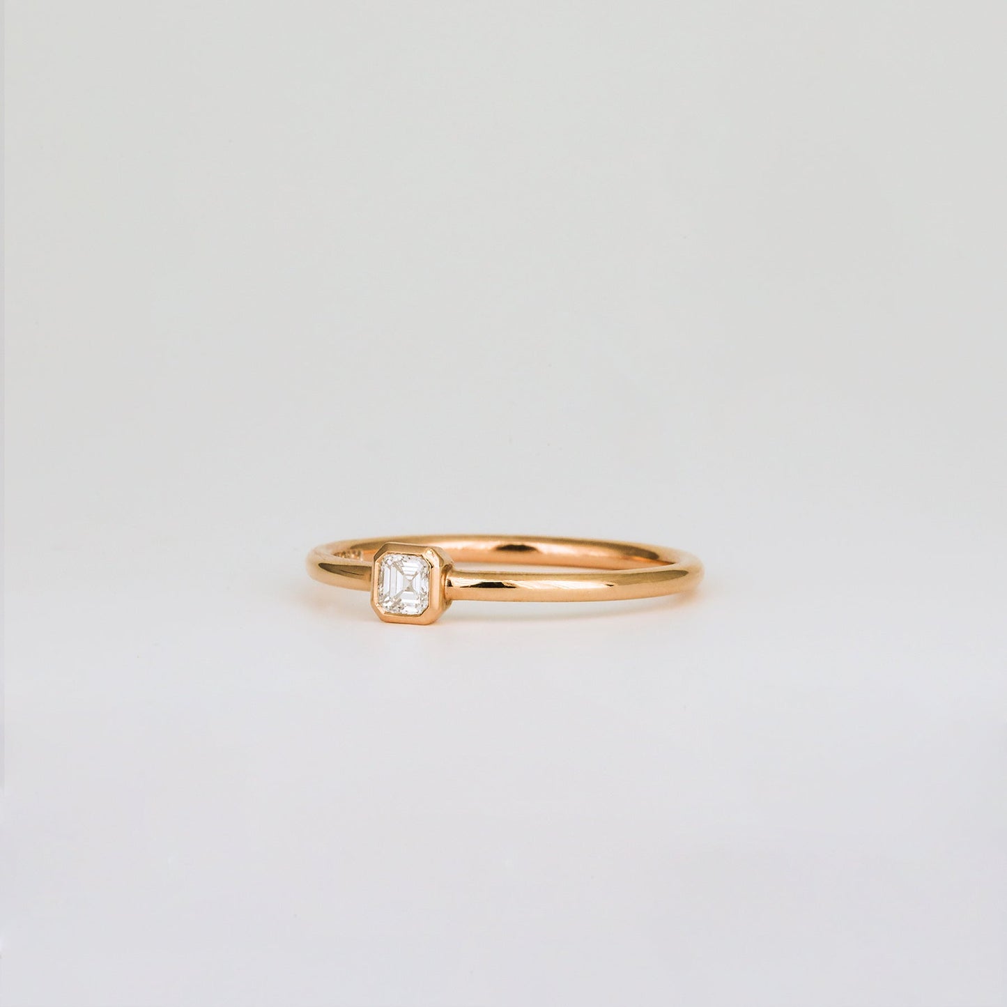 0.15 CT - 2.15 CT Asscher Cut Lab grown Diamond Solitaire Bezel Setting Engagement Ring