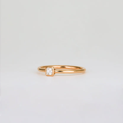 0.15 CT - 2.15 CT Asscher Cut Lab grown Diamond Solitaire Bezel Setting Engagement Ring