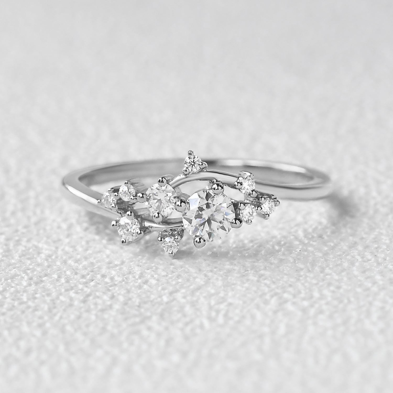 0.32 TCW Round Moissanite Cluster Wedding Band